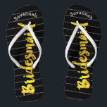 Personalised Bridesmaid Faux Gold or Any Colour Jandals<br><div class="desc">Faux Gold White and Black Stripes Pattern - Change to Any Colour by clicking customise. Personalised with your name or whatever and title or your text here. You can change the colour of the black ckgroundba! Match any event or make them your favourite colour with gold combination! bridesmaids, bachelorette party,...</div>
