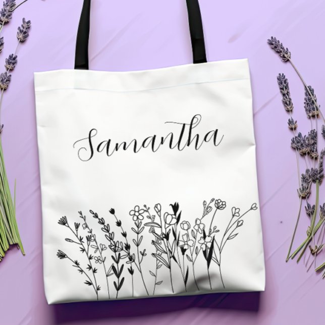 Personalised Bridesmaid Floral Bachelorette Tote Bag (Personalized Bachelorette Tote Bags)