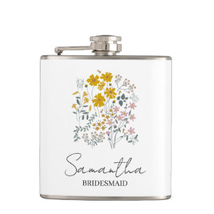 Personalised Bridesmaid Flower Women Wedding Hip Flask