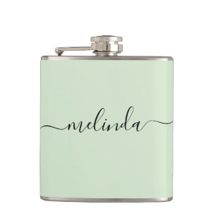 Personalised Bridesmaid Gift Pastel Green Wedding Hip Flask
