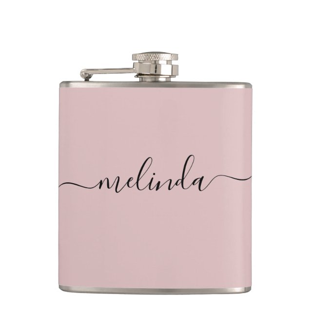 Personalised Bridesmaid Gift Pastel Pink Wedding Hip Flask (Front)