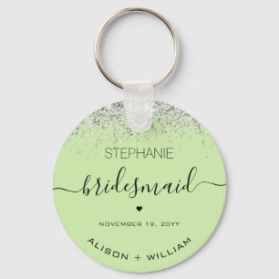 Personalised Bridesmaid Glitter confetti effect Key Ring