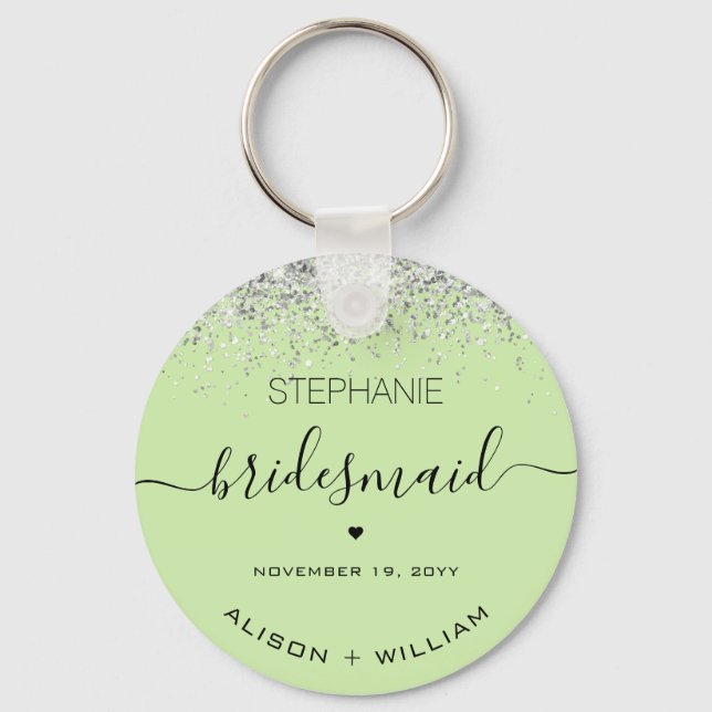 Personalised Bridesmaid Glitter confetti effect Key Ring (Front)
