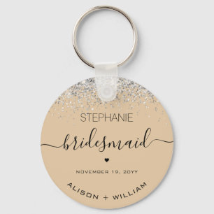 Personalised Bridesmaid Glitter confetti effect Key Ring
