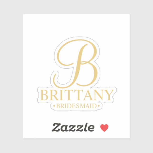 Personalised Bridesmaid Gold Monogram and Name (Sheet)