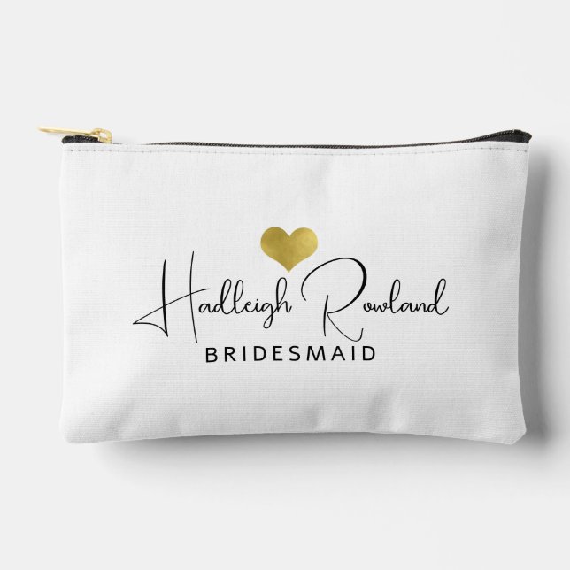 Personalised Bridesmaid Handwritten Script Name  Accessory Pouch (Front)