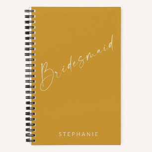 Personalised Bridesmaid Minimalist Yellow Elegant Notebook