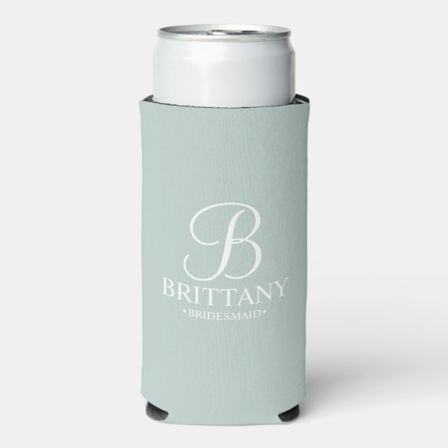 Personalised Bridesmaid Monogram and Name Seltzer Can Cooler (Seltzer Front)