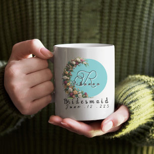 personalised bridesmaid monogram bridal party coffee mug