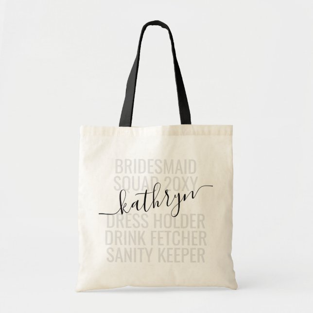 Personalised Bridesmaid Name Custom  Tote Bag (Front)