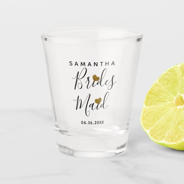 Personalised Bridesmaid Name Wedding Favour Shot Glass (Front)
