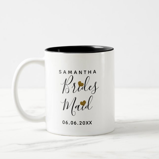 Personalised Bridesmaid Name Wedding Favour Two-Tone Coffee Mug (Left)