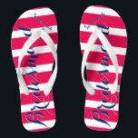 Personalised Bridesmaid Navy and Pink Jandals<br><div class="desc">Personalised Bridesmaid Navy Blue White and Pink Stripes Pattern - Change to Any Colour by clicking customise. And say anything you want.  Make these one of a kind flip flops that have YOUR message on them.  Be the talk of the beach!</div>