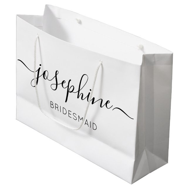 Personalised Bridesmaid Proposal Modern Script  Large Gift Bag (Front Angled)