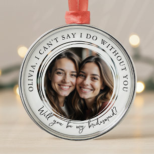 Personalised Bridesmaid Proposal Photo Metal Tree Decoration