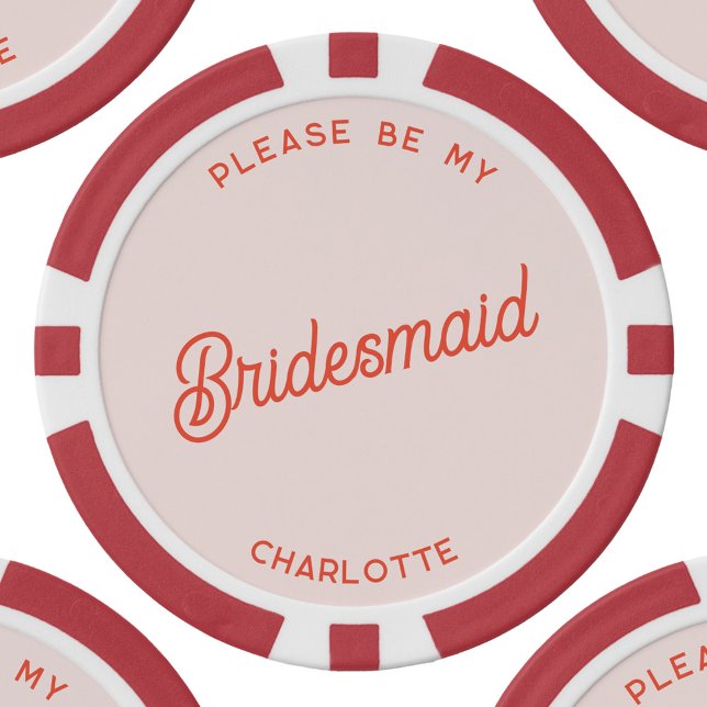 Personalised Bridesmaid Proposal Poker Chips (Personalized blush pink custom text bridesmaid proposal poker chip)