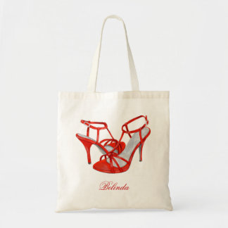 Personalised Bridesmaid Tote Bags, red heels