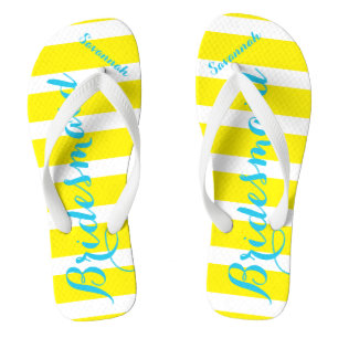 Personalised Bridesmaid Turquoise Yellow Any Colou Jandals