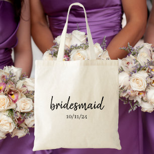Personalised Bridesmaid / Wedding Date and Name Tote Bag