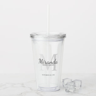 Personalised Bridesmaid's Monogram and Name Acrylic Tumbler
