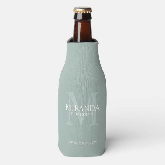 Personalised Bridesmaid's Monogram and Name Bottle Cooler (Bottle Front)