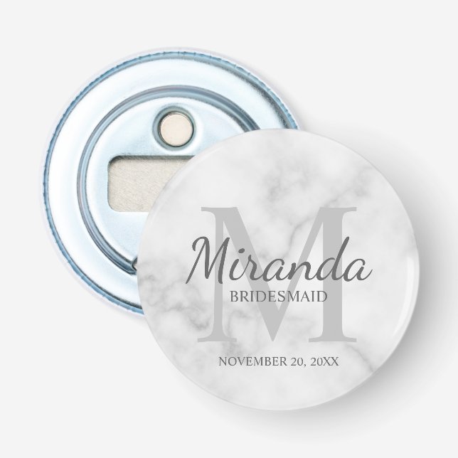 Personalised Bridesmaid's Monogram and Name Bottle Opener (Front)