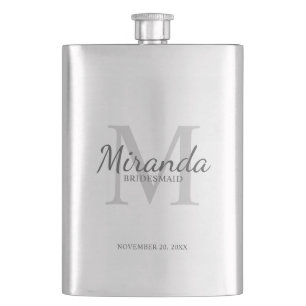 Personalised Bridesmaid's Monogram and Name Hip Flask