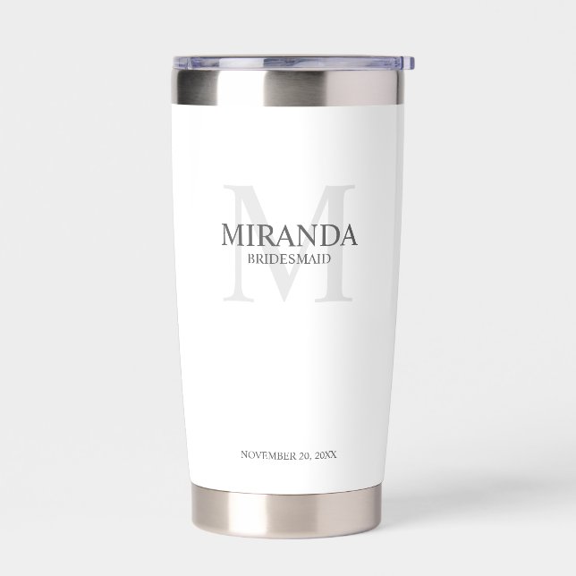 Personalised Bridesmaid's Monogram and Name Insulated Tumbler (Left)