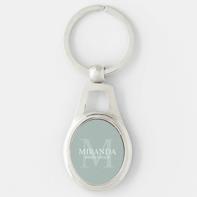 Personalised Bridesmaid's Monogram and Name Key Ring (Front)
