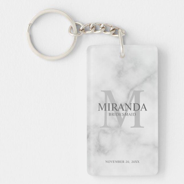 Personalised Bridesmaid's Monogram and Name Key Ring (Front)