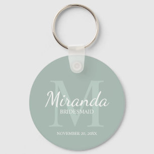 Personalised Bridesmaid's Monogram and Name Key Ring