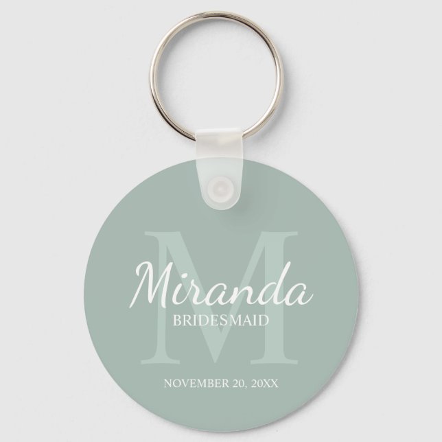 Personalised Bridesmaid's Monogram and Name Key Ring (Front)