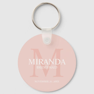 Personalised Bridesmaid's Monogram and Name Key Ring