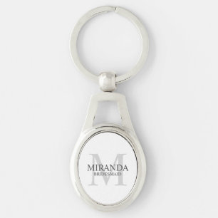 Personalised Bridesmaid's Monogram and Name Key Ring