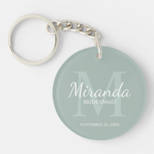 Personalised Bridesmaid's Monogram and Name Key Ring