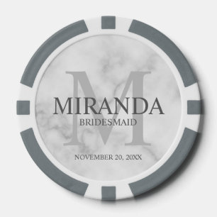 Personalised Bridesmaid's Monogram and Name Poker Chips