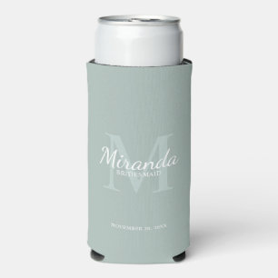 Personalised Bridesmaid's Monogram and Name Seltzer Can Cooler