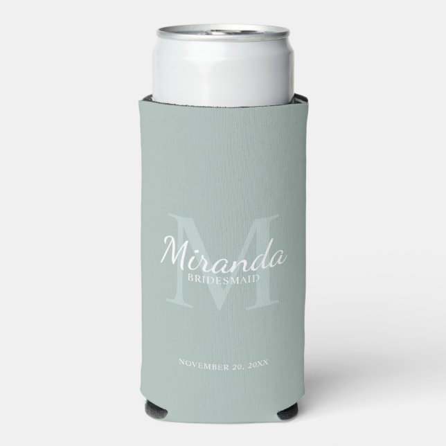 Personalised Bridesmaid's Monogram and Name Seltzer Can Cooler (Seltzer Front)