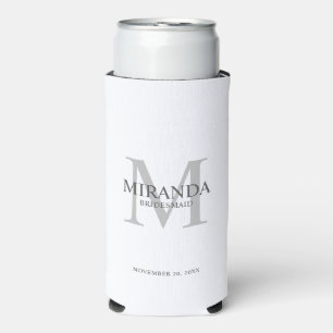 Personalised Bridesmaid's Monogram and Name Seltzer Can Cooler
