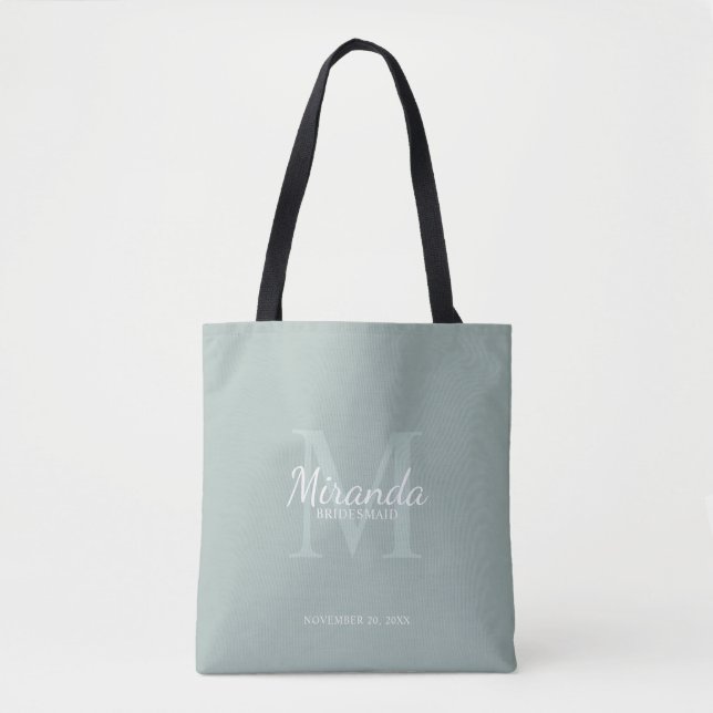 Personalised Bridesmaid's Monogram and Name Tote Bag (Front)