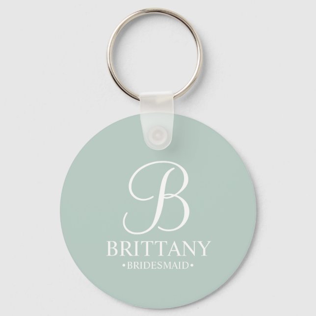 Personalised Bridesmaid's Name and Monogram Key Ring (Front)