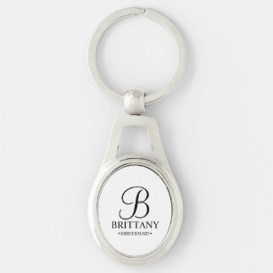 Personalised Bridesmaid's Name and Monogram Key Ring
