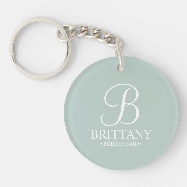 Personalised Bridesmaid's Name and Monogram Key Ring (Front)