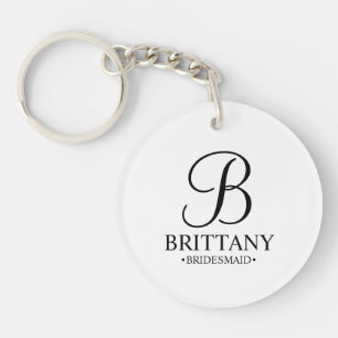 Personalised Bridesmaid's Name and Monogram Key Ring