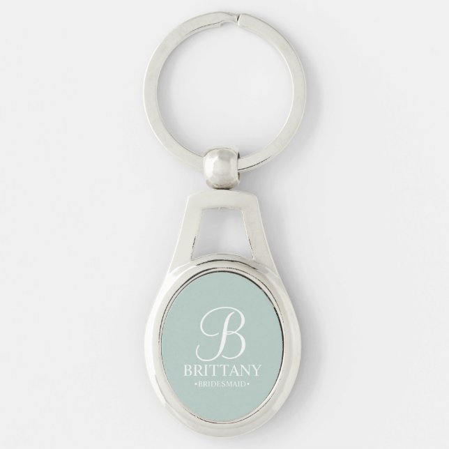 Personalised Bridesmaid's Name and Monogram Key Ring (Front)
