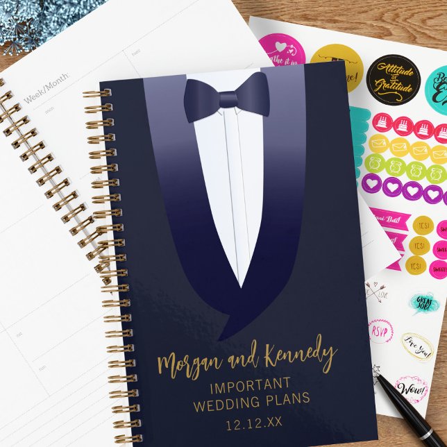 Personalised Bridesman Wedding Planner (A blue tuxedo wedding planner with space for name and wedding date)