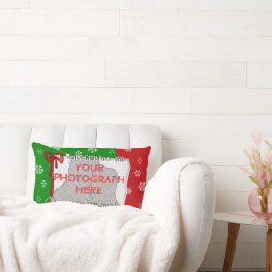 Personalised Bright and Cheerful Christmas Photo Lumbar Cushion