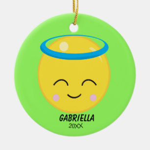 Personalised Bright Angel Emoji Ornament