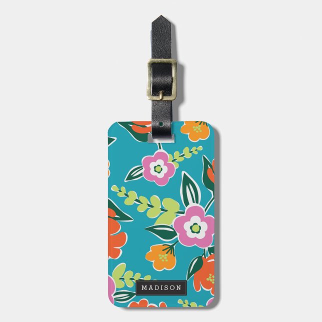 Personalised | Bright Blooms Luggage Tag (Front Vertical)