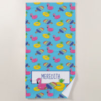 Personalised Bright Blue Pool Floats Patterned